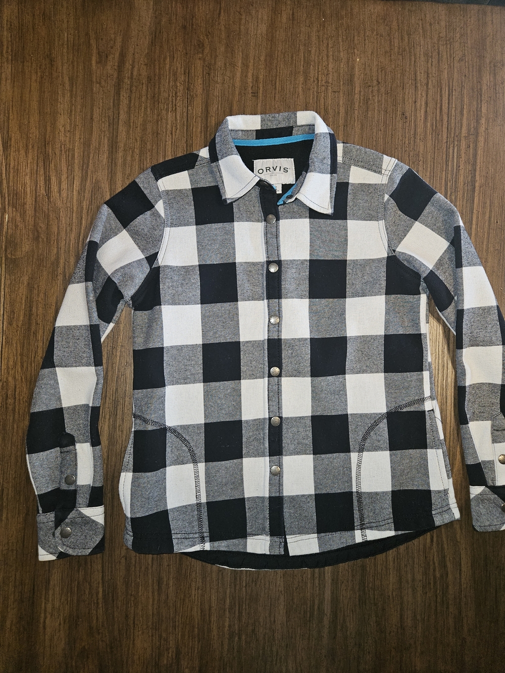 Orvis Black and White Buffalo Plaid Snap-Front Shirt